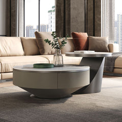 Elegant White Tea Table with Sintered Stone and Solid Wood Particle Board fsm-970