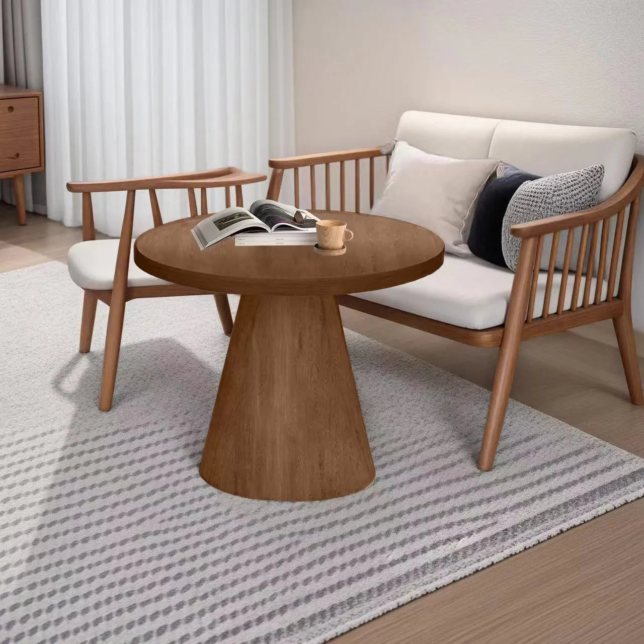 Coffee table Brown COLOR1 HDF Synthetic leather Solid wood Sintered Stone fsmk-6348