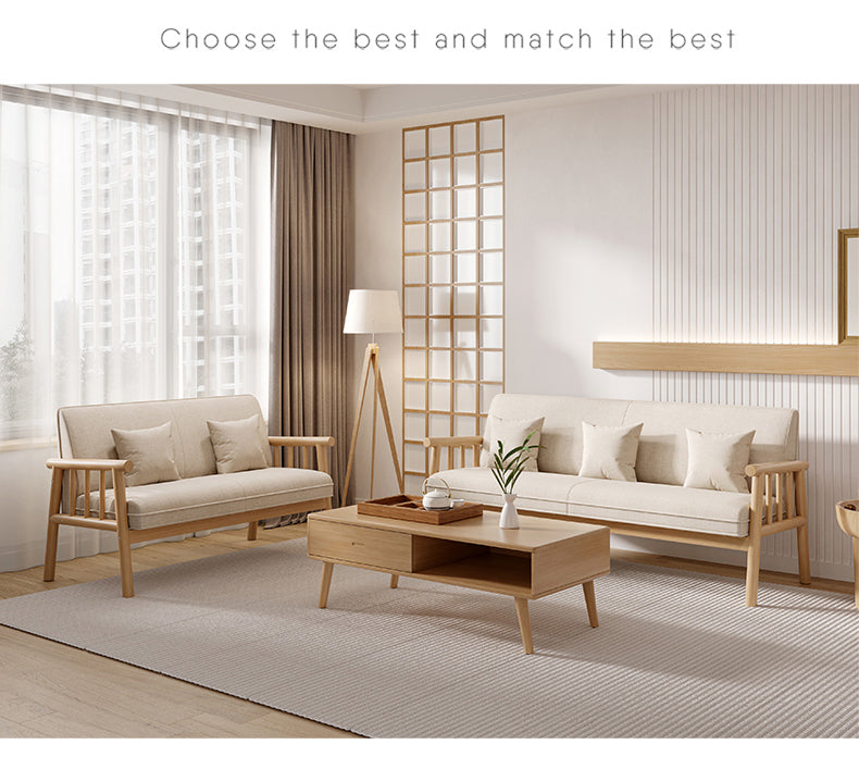 Scratch-Resistant Fabric Sofa with Black, Brown, Green, White Wood Finish fsmy-408