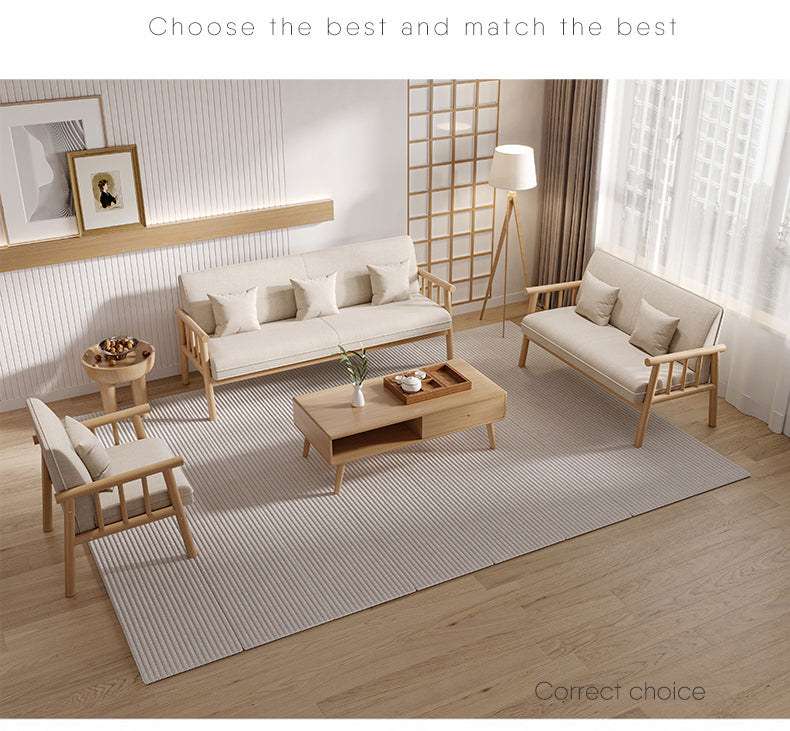 Scratch-Resistant Fabric Sofa with Black, Brown, Green, White Wood Finish fsmy-408