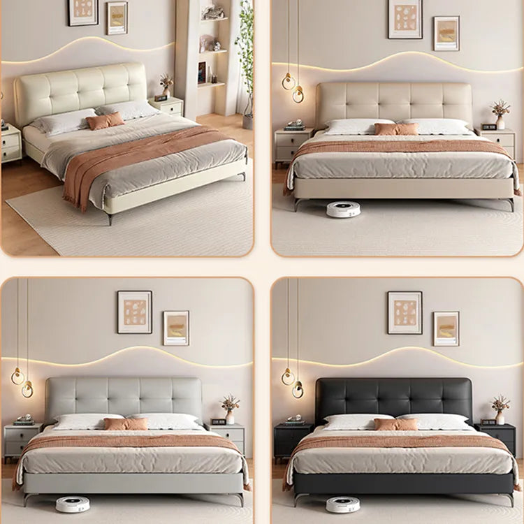 Bed Khaki Beige Gray Black Synthetic leather Pine Solid wood Multi-layer board fxbl-6385