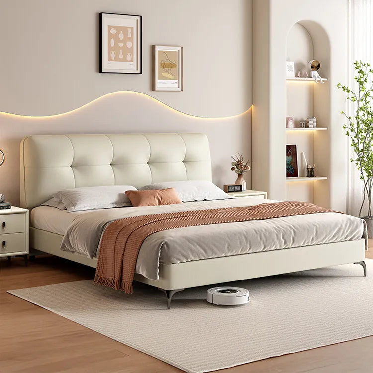Bed Khaki Beige Gray Black Synthetic leather Pine Solid wood Multi-layer board fxbl-6385