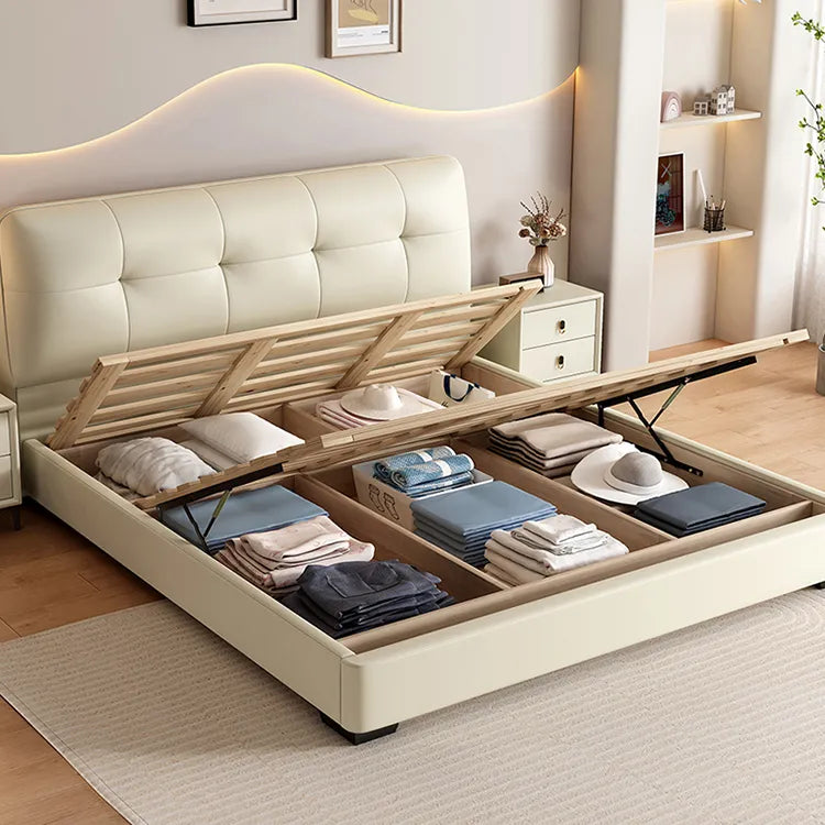 Bed Khaki Beige Gray Black Synthetic leather Pine Solid wood Multi-layer board fxbl-6385