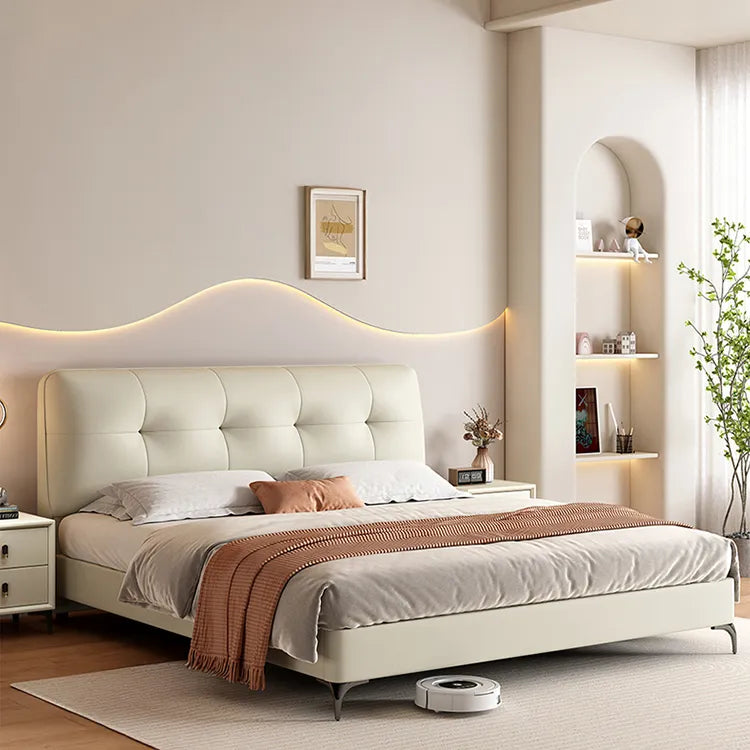 Bed Khaki Beige Gray Black Synthetic leather Pine Solid wood Multi-layer board fxbl-6385