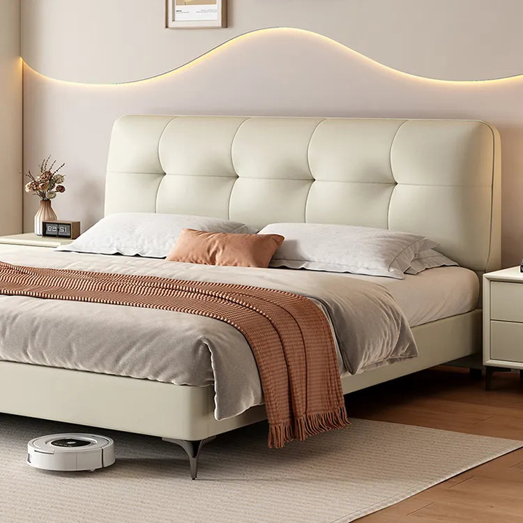 Bed Khaki Beige Gray Black Synthetic leather Pine Solid wood Multi-layer board fxbl-6385