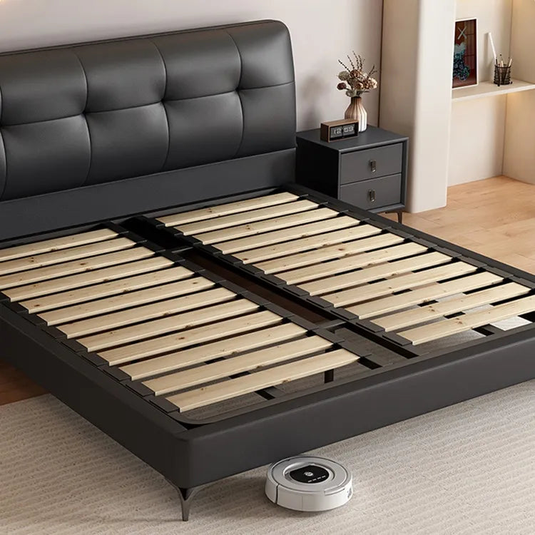 Bed Khaki Beige Gray Black Synthetic leather Pine Solid wood Multi-layer board fxbl-6385