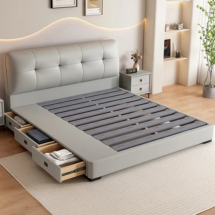Bed Khaki Beige Gray Black Synthetic leather Pine Solid wood Multi-layer board fxbl-6385