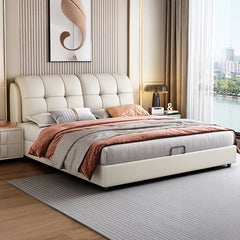 Bed Beige Blue Synthetic leather Solid wood Multi-layer board fxbl-6386