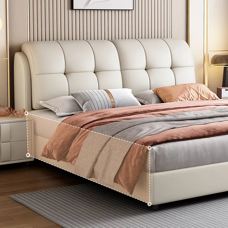 Bed Beige Blue Synthetic leather Solid wood Multi-layer board fxbl-6386