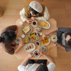 Elegant Natural Beech Wood and Metal Dining Table - Stylish and Durable fxgmz-602
