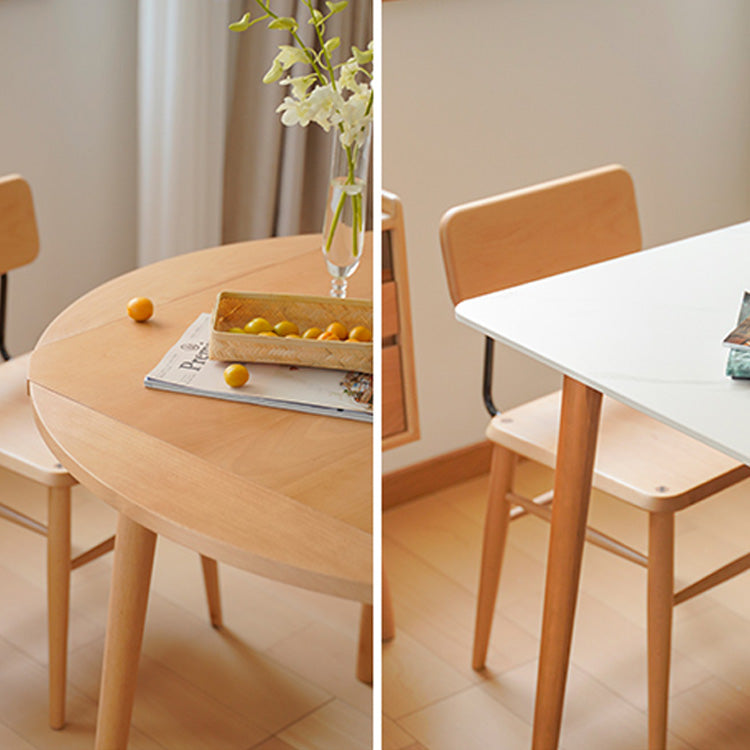 Elegant Natural Beech Wood and Metal Dining Table - Stylish and Durable fxgmz-602