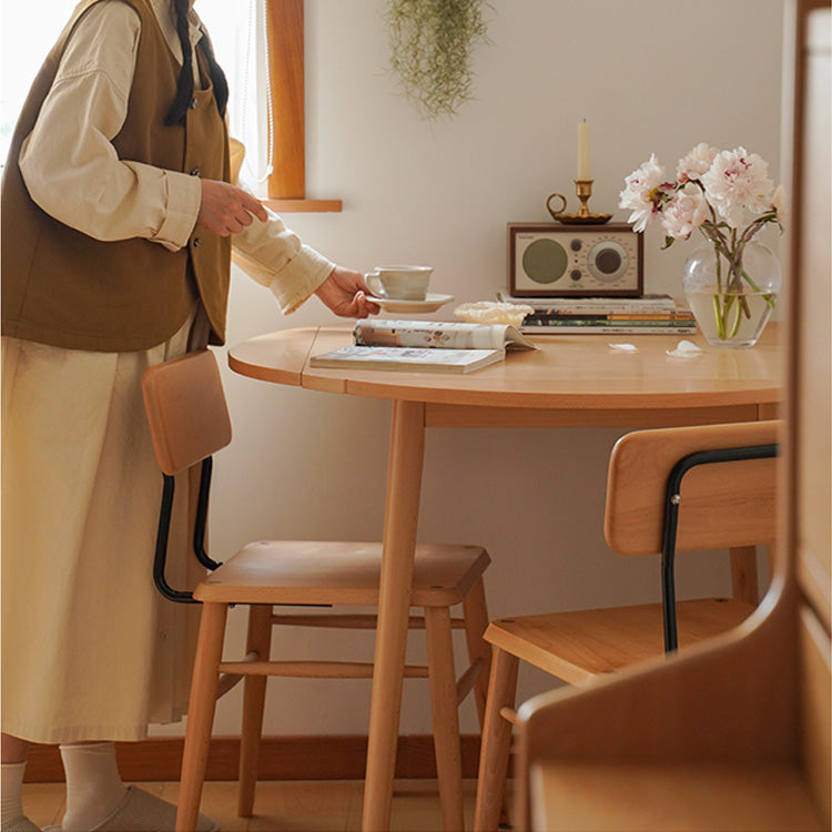 Elegant Natural Beech Wood and Metal Dining Table - Stylish and Durable fxgmz-602