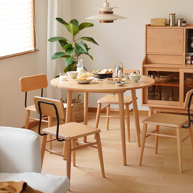 Elegant Natural Beech Wood and Metal Dining Table - Stylish and Durable fxgmz-602