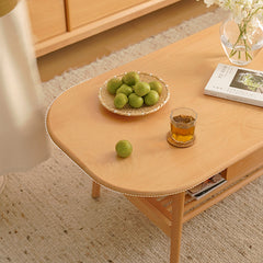 Stylish Beech Wood Multi-Layer Tea Table with Modern Metal Accents fxgmz-619