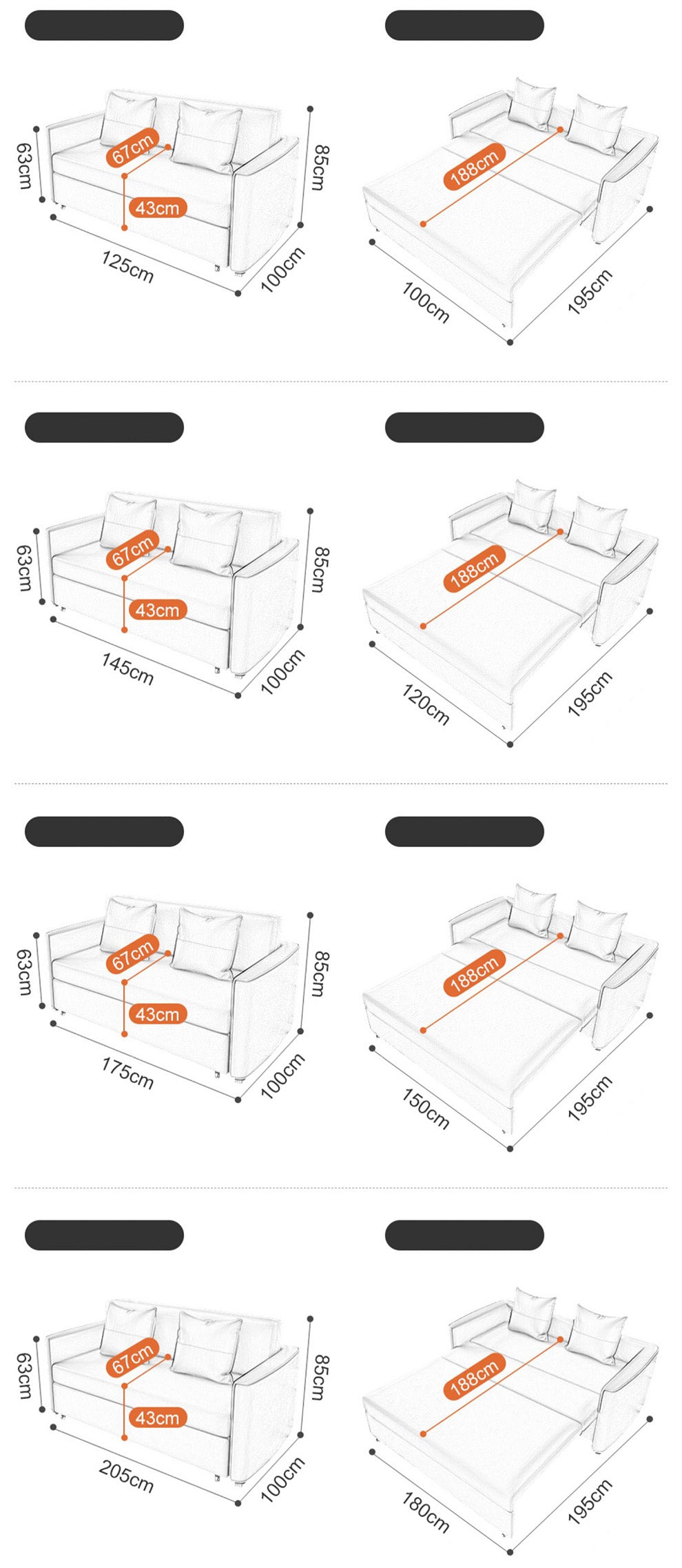Convertible Sofa Bed with Green Dark Blue Light Gray Techno Fabric and White Wooden Frame fxgz-273