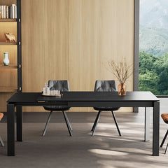 Elegant Black Matte Table with Stunning White Marble Top fxj-679