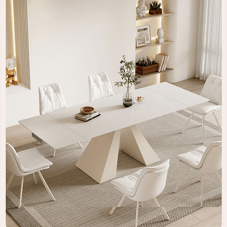 Stylish White Matte Table with Elegant Grey Glossy Marble Top – Perfect for Modern Homes fxj-680