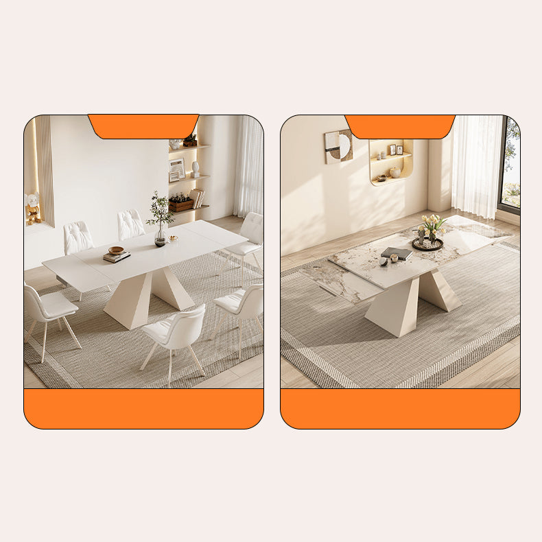 Stylish White Matte Table with Elegant Grey Glossy Marble Top – Perfect for Modern Homes fxj-680