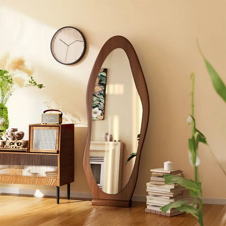 Mirror Black Brown Natural Solid wood Glass fydzj-6525