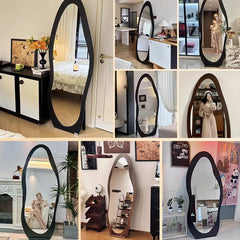 Mirror Black Brown Natural Solid wood Glass fydzj-6525