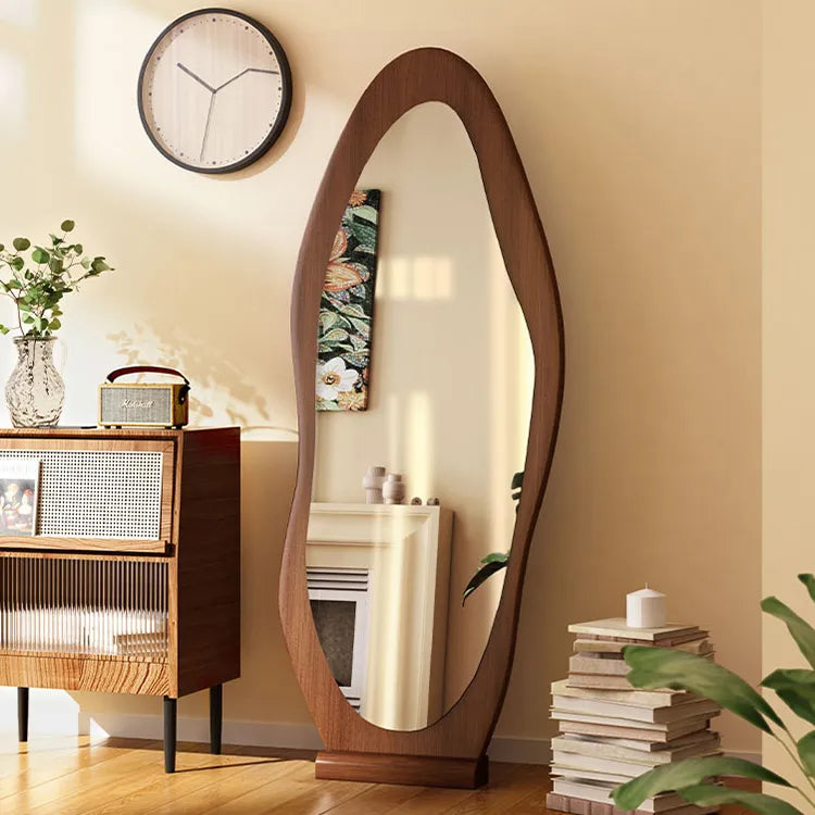 Mirror Black Brown Natural Solid wood Glass fydzj-6525