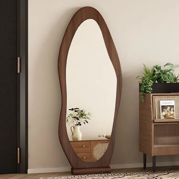 Mirror Black Brown Natural Solid wood Glass fydzj-6525