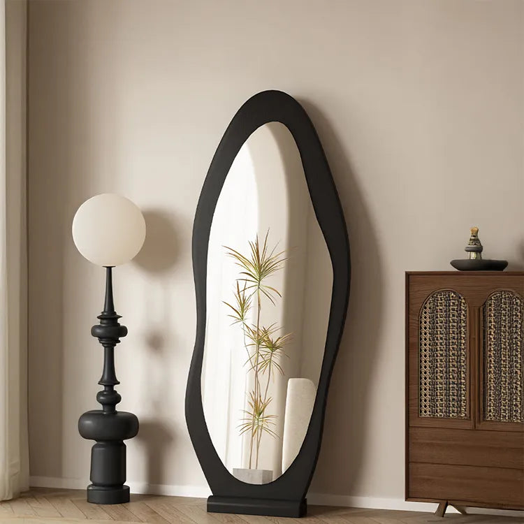 Mirror Black Brown Natural Solid wood Glass fydzj-6525