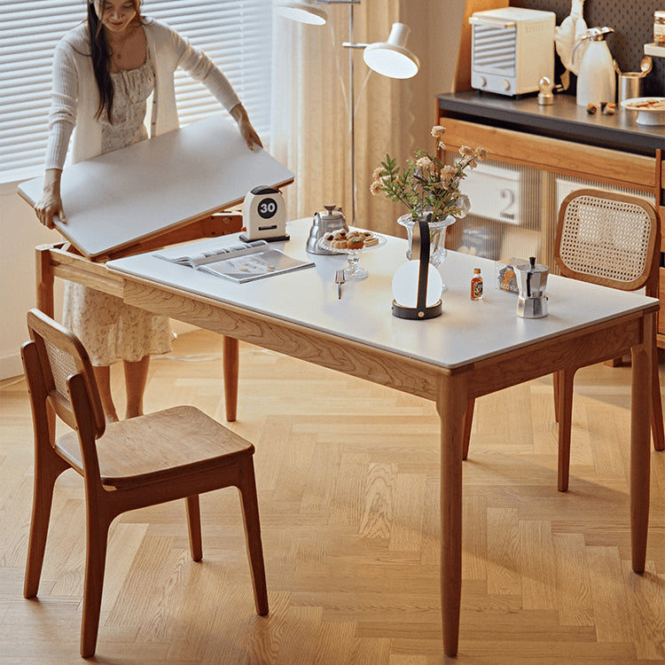 Discover Elegance: Table with Black Sintered Stone and Natural Wood Finishes fyg-653