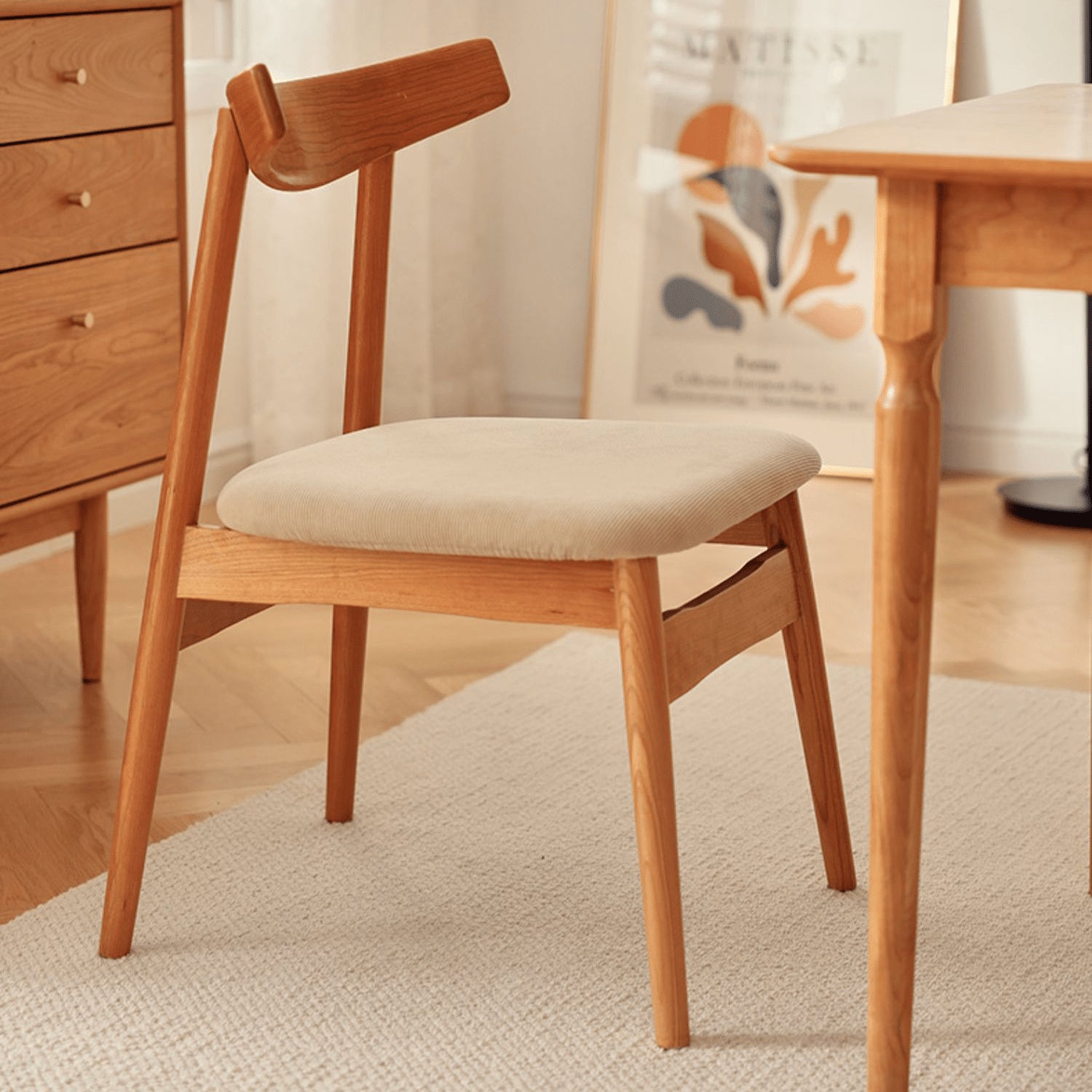 Elegant Natural Red Oak & Cherry Wood Chair - Handcrafted Excellence fyg-658