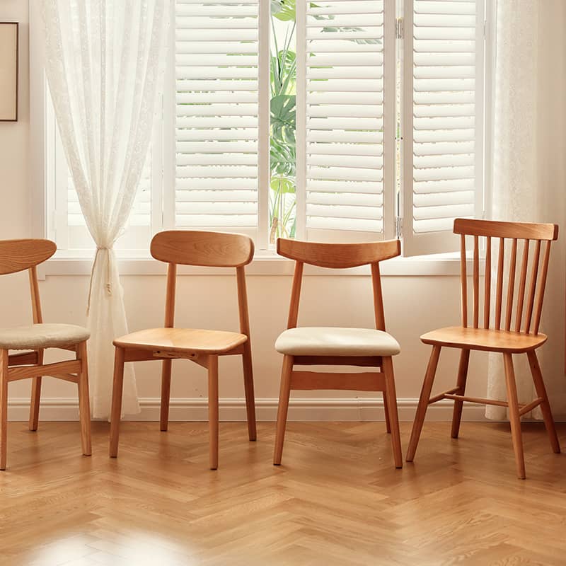Elegant Red Oak Wood Chair with Natural Finish and Comfortable Cotton Seat fyg-659