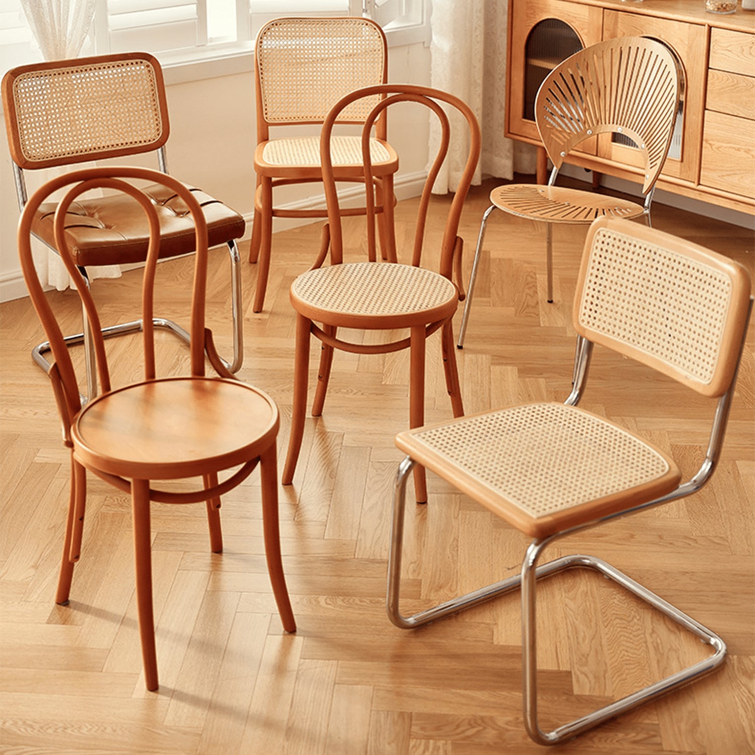 Elegant Red Oak Wood Chair with Natural Finish and Comfortable Cotton Seat fyg-659