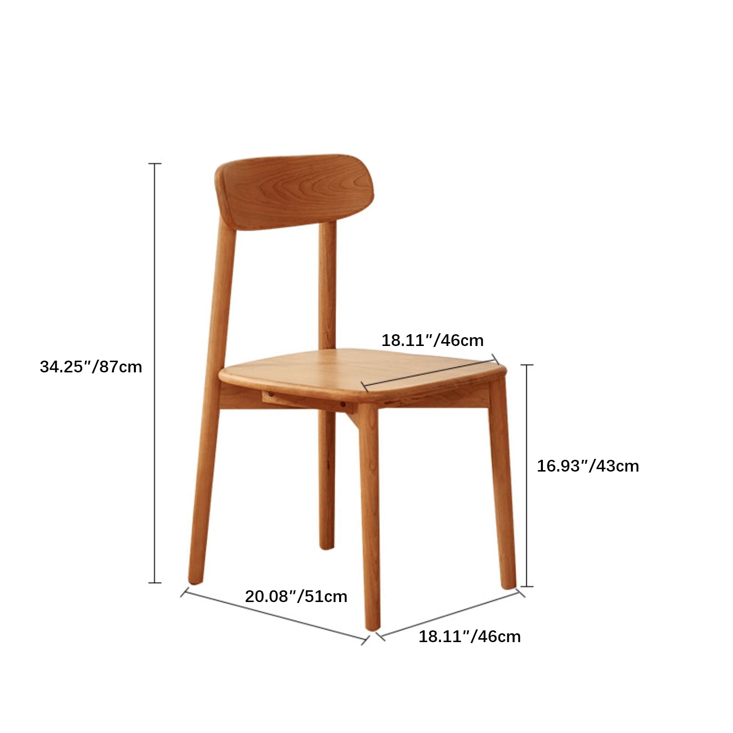 Elegant Red Oak Wood Chair with Natural Finish and Comfortable Cotton Seat fyg-659