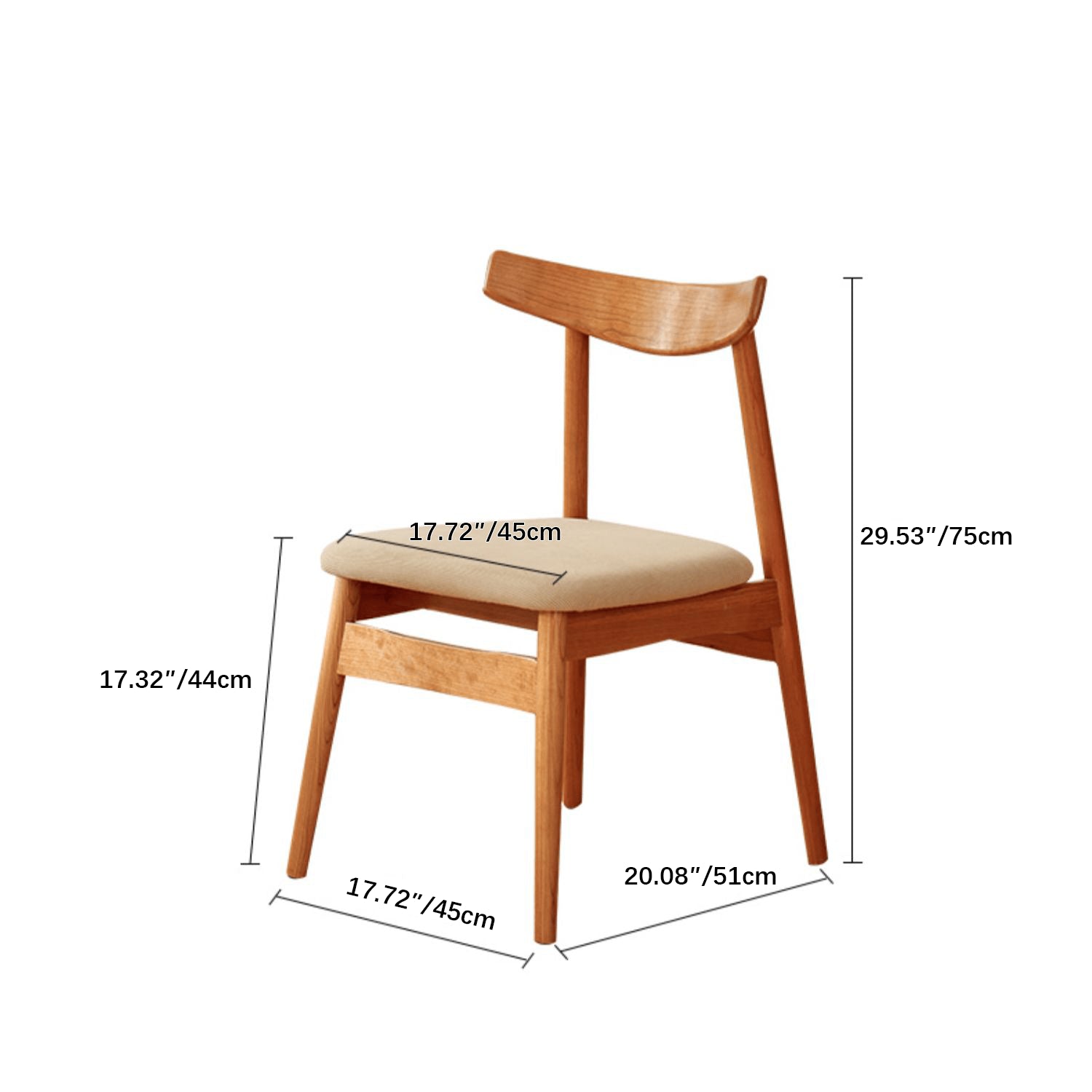 Elegant Red Oak Wood Chair with Natural Finish and Comfortable Cotton Seat fyg-659