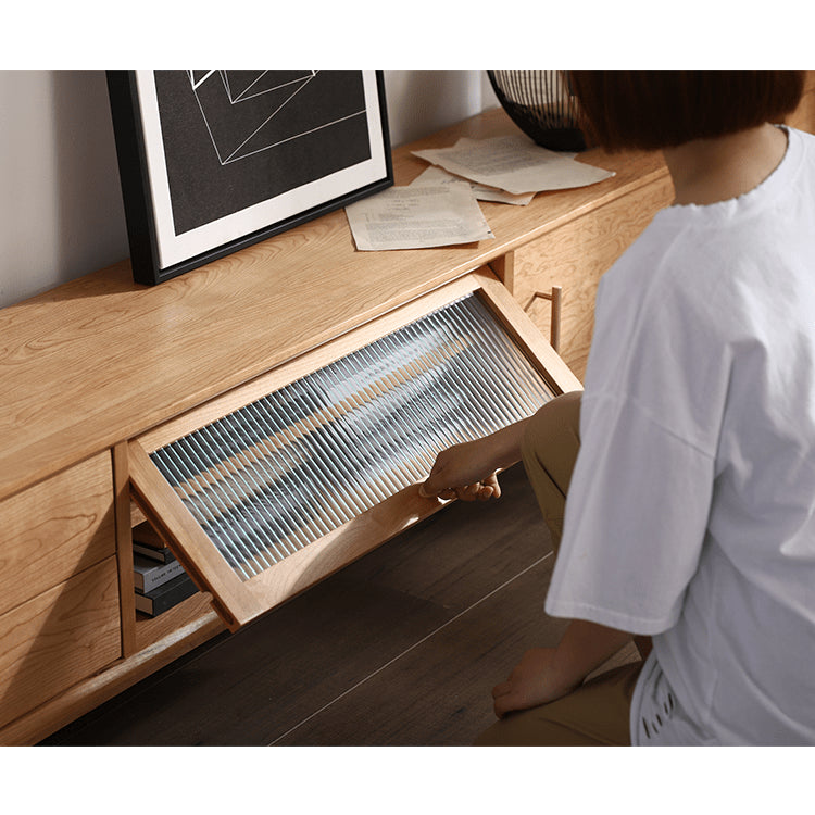 Elegant Multi-Wood TV Cabinet with Glass Doors fyg-672