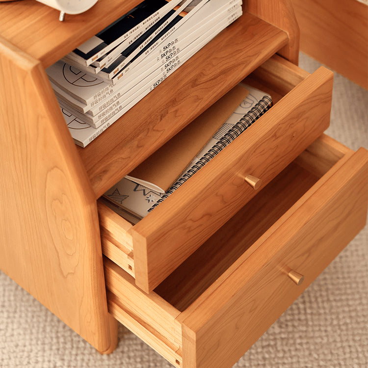 Elegant Bedside Cupboard in Rich Cherry, Tung, and Red Oak Wood Finishes fyg-675
