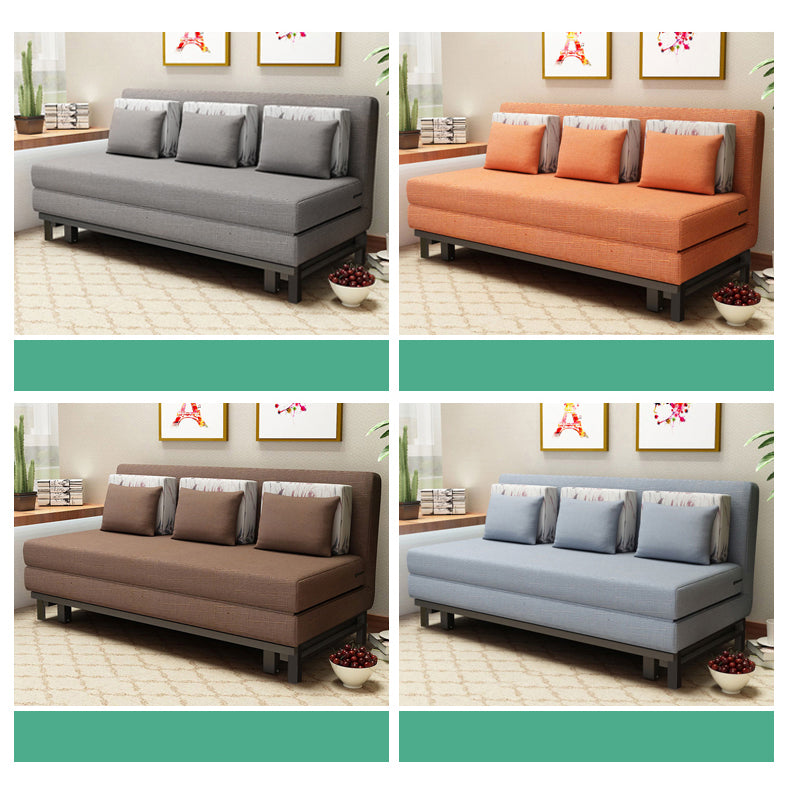 Stylish Orange and Blue Sofa with Dark Brown and Beige Accents - Premium Cotton-Linen Blend fyj-1254