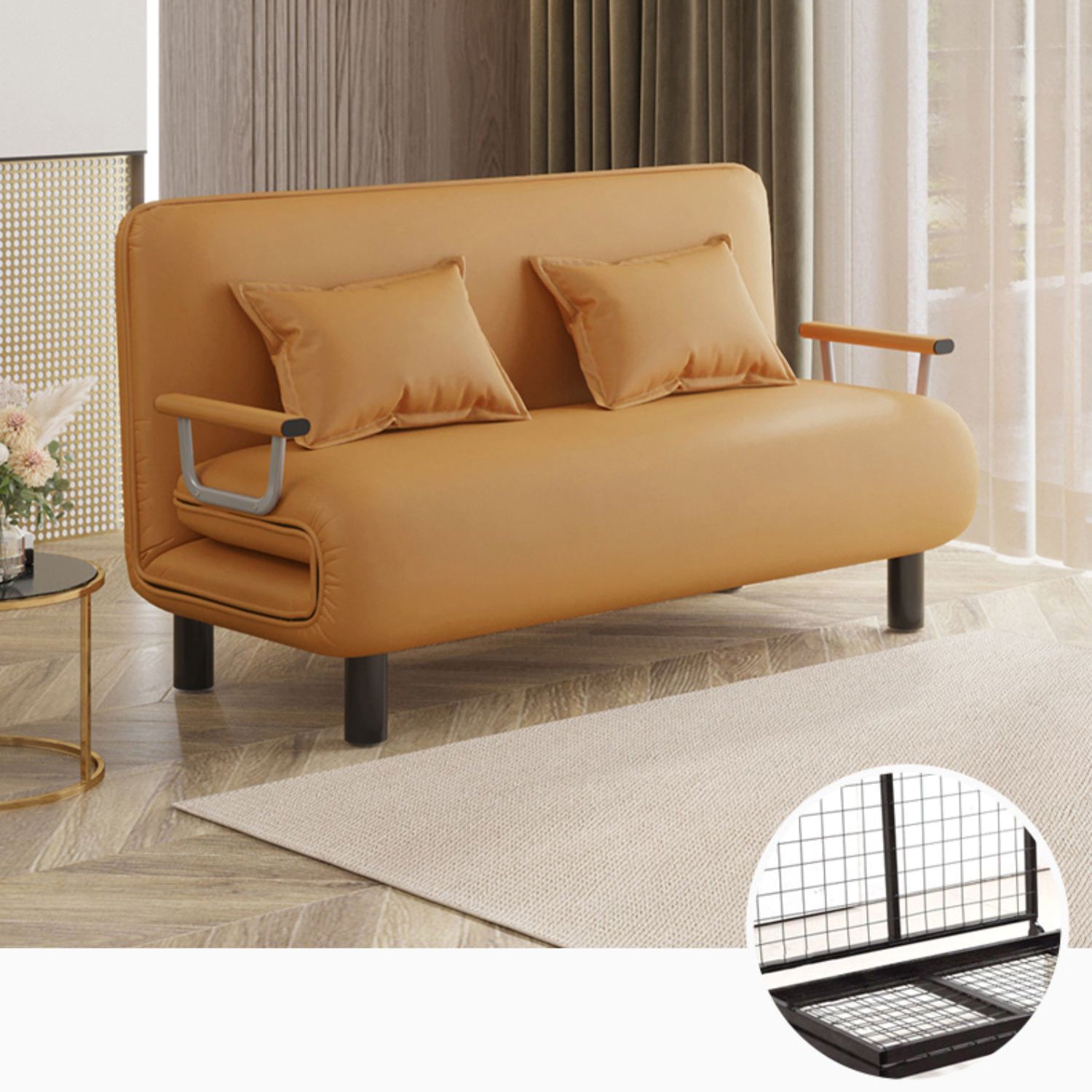 Modern Leathaire Sofa - Dark Gray, Orange, Beige & Light Blue Options fyj-1255
