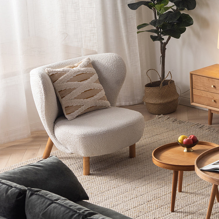 Elegant White Natural Wood Chair with Comfortable Foam and Polyester Cushioning fyx-823