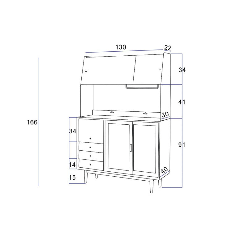 Elegant Natural Cherry and Beech Wood Cabinet with Glass and Copper Accents fyx-859