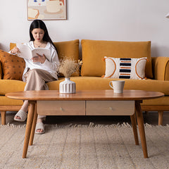 Natural Wood Tea Table - Oak, Paulownia, Copper Cherry Wood Design fyx-867