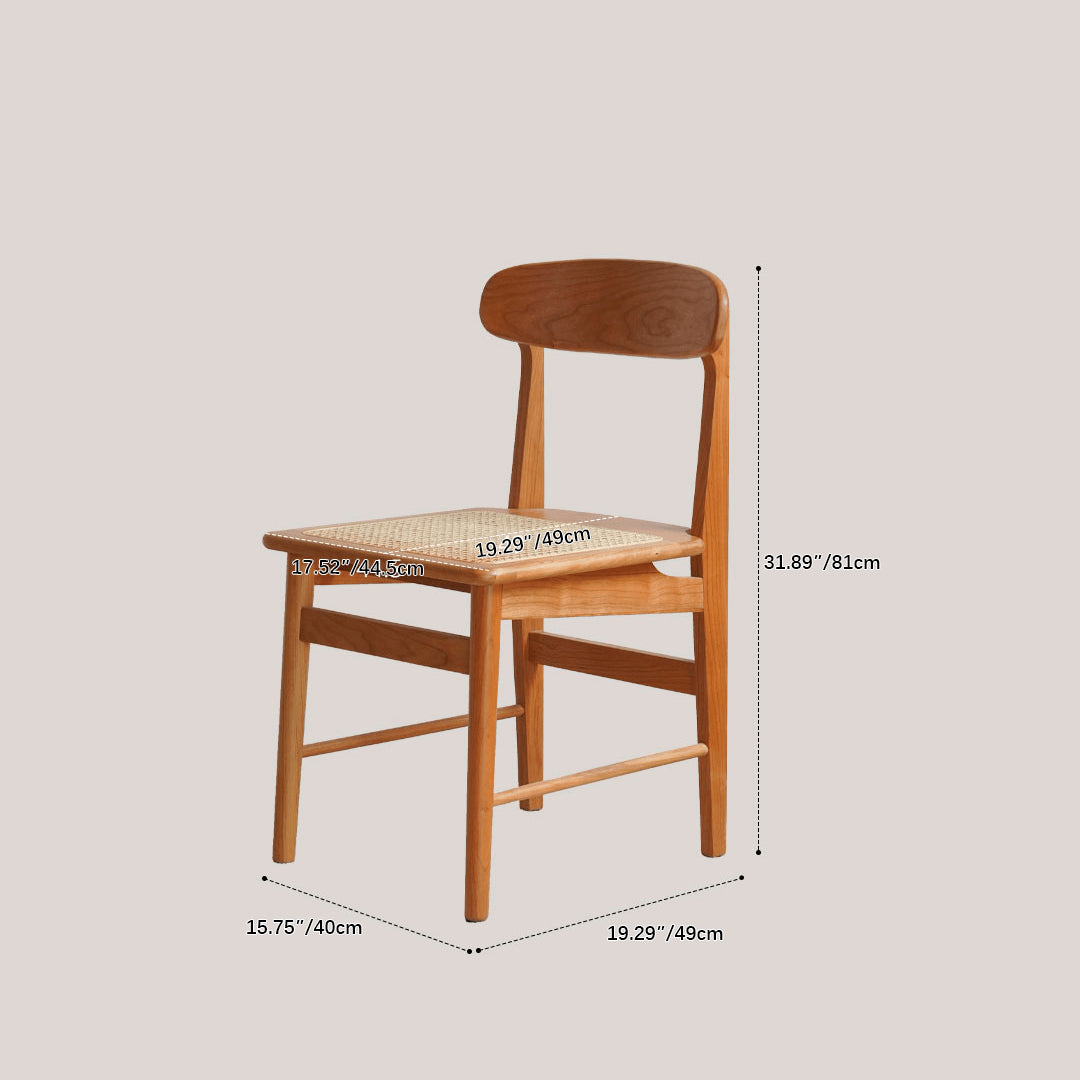 Elegant Natural Cherry Wood Chair with Rattan Detailing fyx-894
