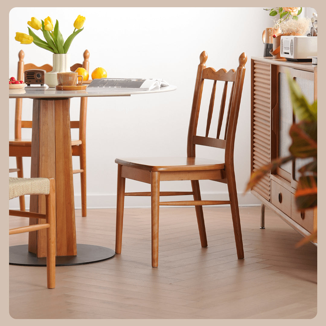 Elegant Natural Wood Chair in Rich Cherry Finish fyx-895