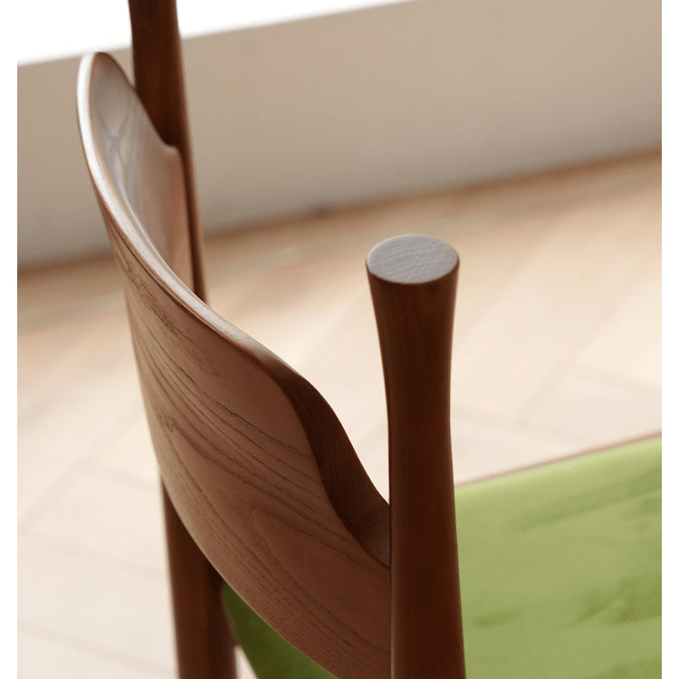 Elegant Velvet Ash Wood Chair with Soft Foam Padding - Green & Brown fyx-900