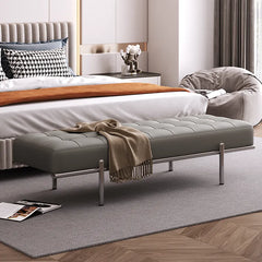 Stool Beige Gray Cowhide Leather fyzn-6546