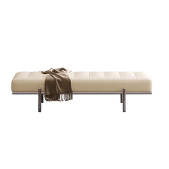 Stool Beige Gray Cowhide Leather fyzn-6546