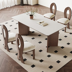 Stunning White Ceramic Table with Brown Ash Wood Finish hagst-1666