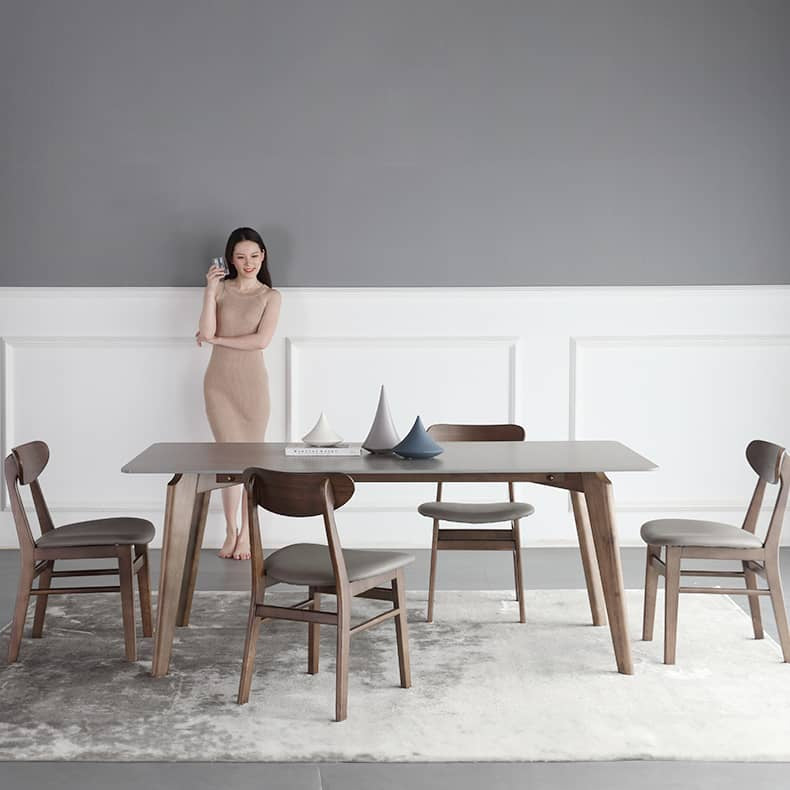 Sleek Gray Sintered Stone Coffee Table with Ash Wood Multi-Layer Board hagst-318