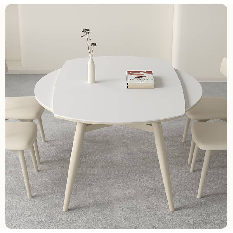 White Sintered Stone Table with Oak Wood Multi-Layer Board for Stylish Home Decor hagst-559