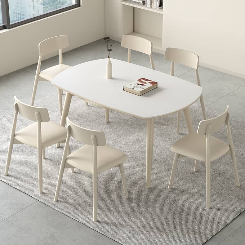 White Sintered Stone Table with Oak Wood Multi-Layer Board for Stylish Home Decor hagst-559