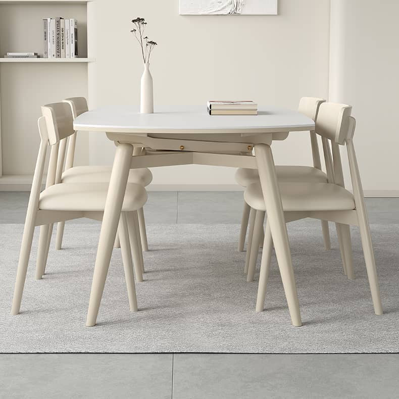 White Sintered Stone Table with Oak Wood Multi-Layer Board for Stylish Home Decor hagst-559